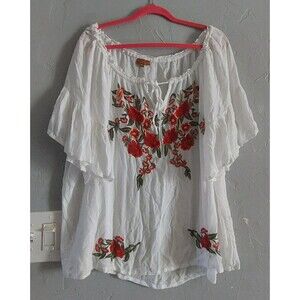 Scuily Tops Blouse Women's Plus 2XL, Embroidery, Flared Sleeves, 100% Viscose...